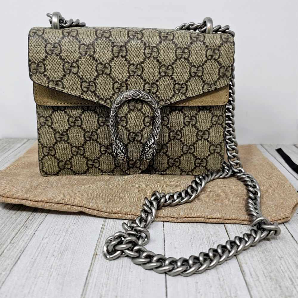 Gucci Cream and Brown Crossbody Bag with Iconic Design